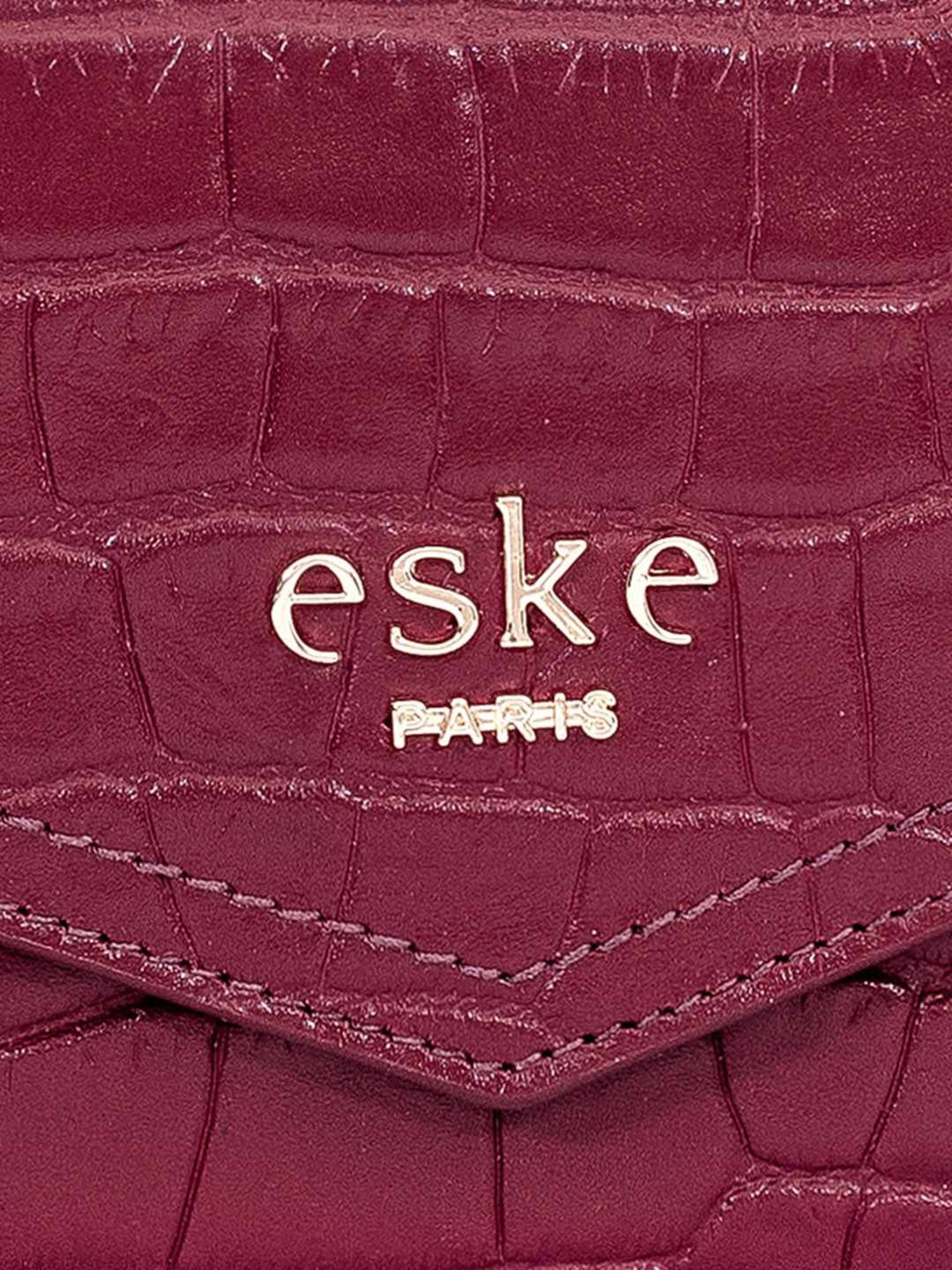 Eske Ellet Maroon Textured Tri-Fold Wallet for Women