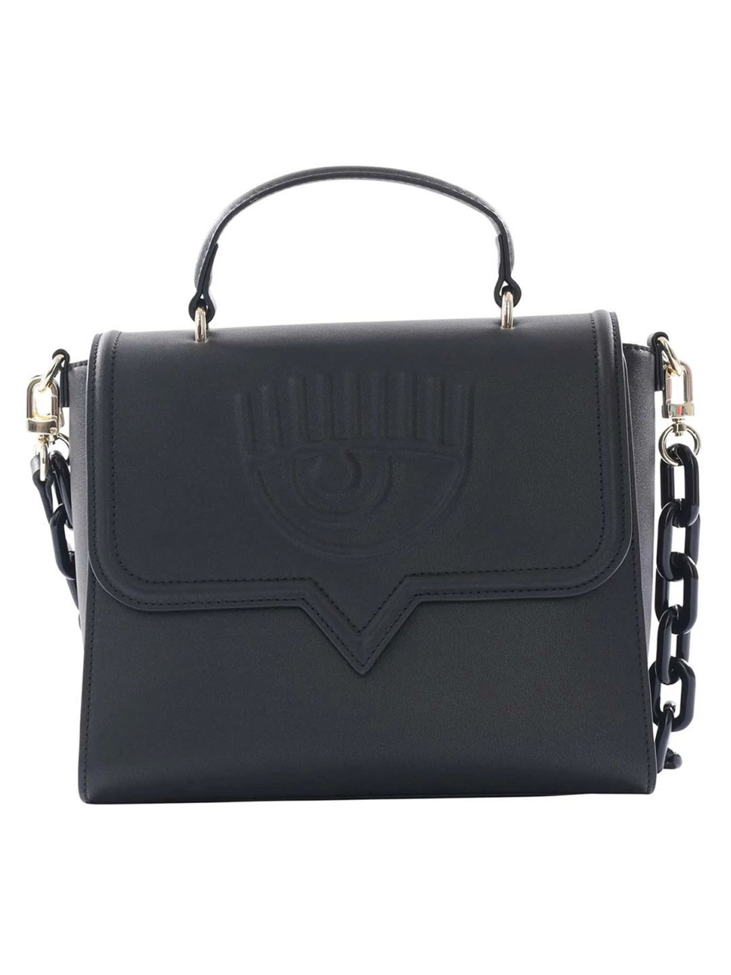 Chiara Ferragni Black Eyelike Small Satchel