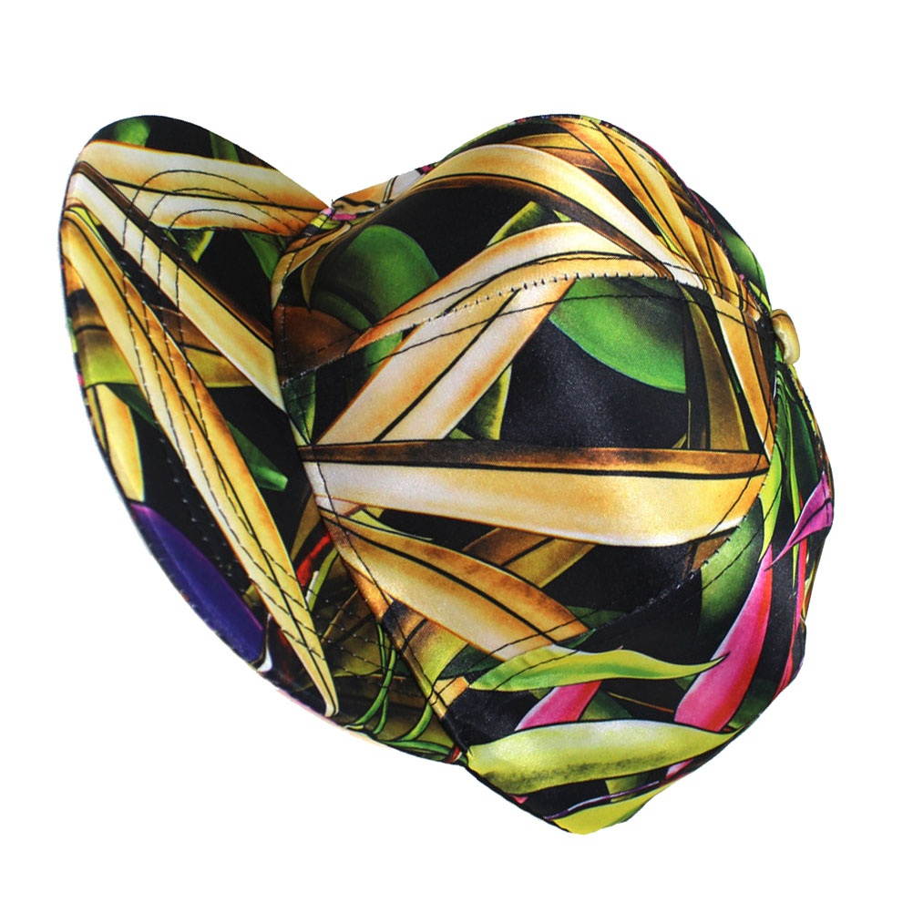 Printed Baseball Cap Hip-Hop Snapback Hat Fashion Baseball Hat Adjustable Sunhat Yellow (Black Base and Yellow Leaves Pattern)