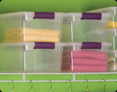 Sterilite 15 Quart ClearView Latch Storage Container With Sweet Plum Handles 17