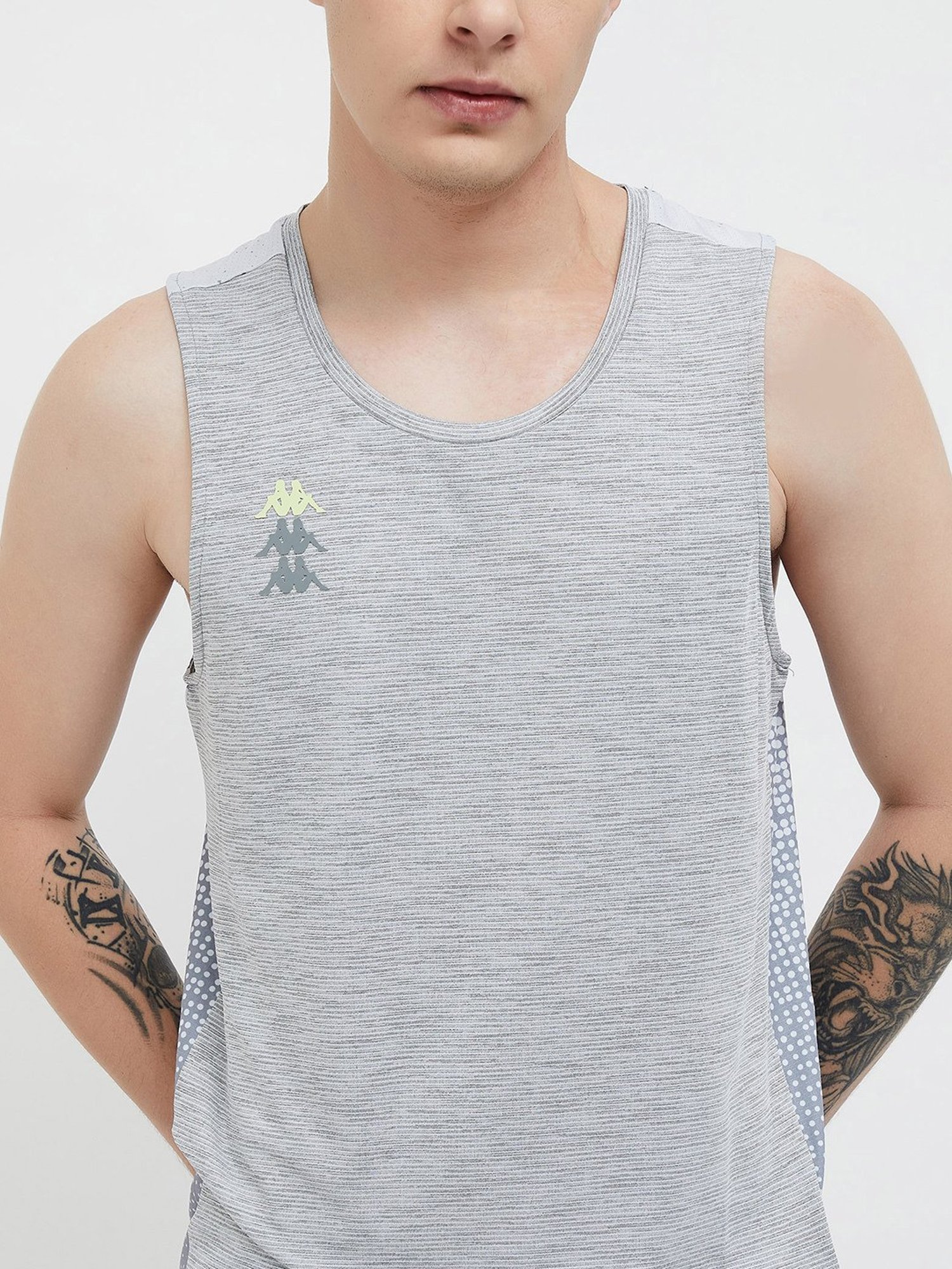 KAPPA Grey Regular Fit Printed Tank T-Shirt