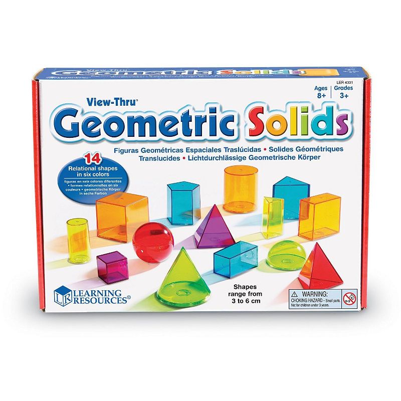 Learning Resources View-Thru Geometric Solids, 14 Pieces, Ages 8+