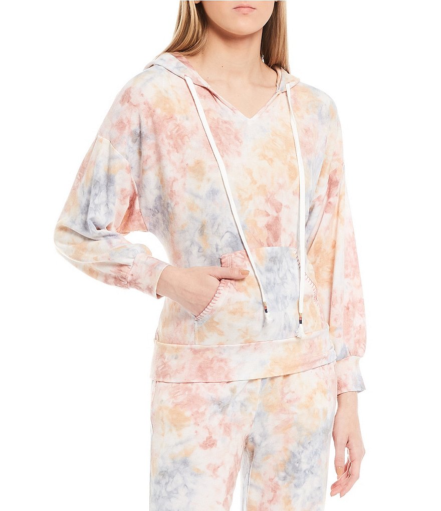 Karen Kane Short Sleeve Tie-Dye Hoodie