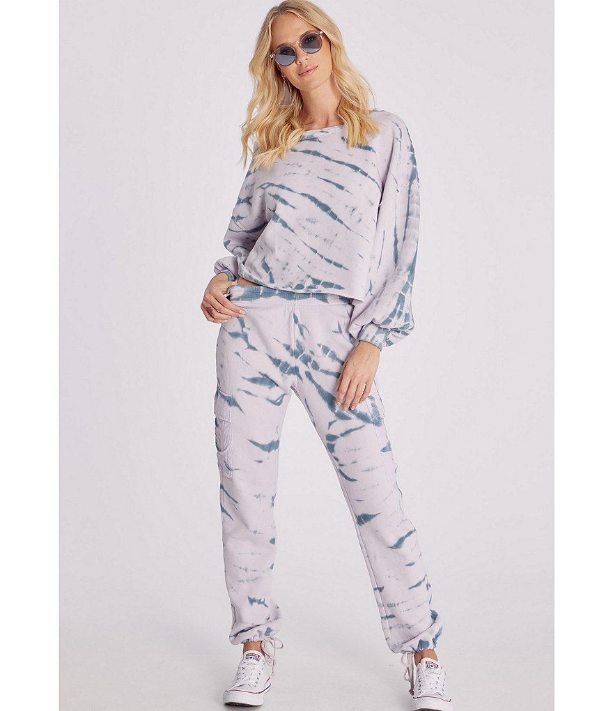 WILDFOX Olivia Long Sleeve Coordinating Tie-Dye Sweatshirt