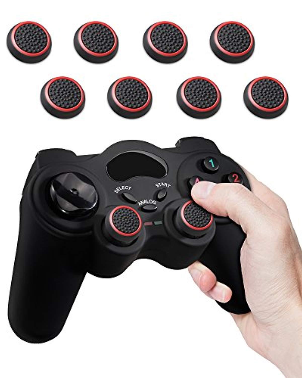 fosmon [set of 8] analog stick joystick controller performance thumb grips for ps4 | ps3 | xbox one, one x, one s, 360 | wii u