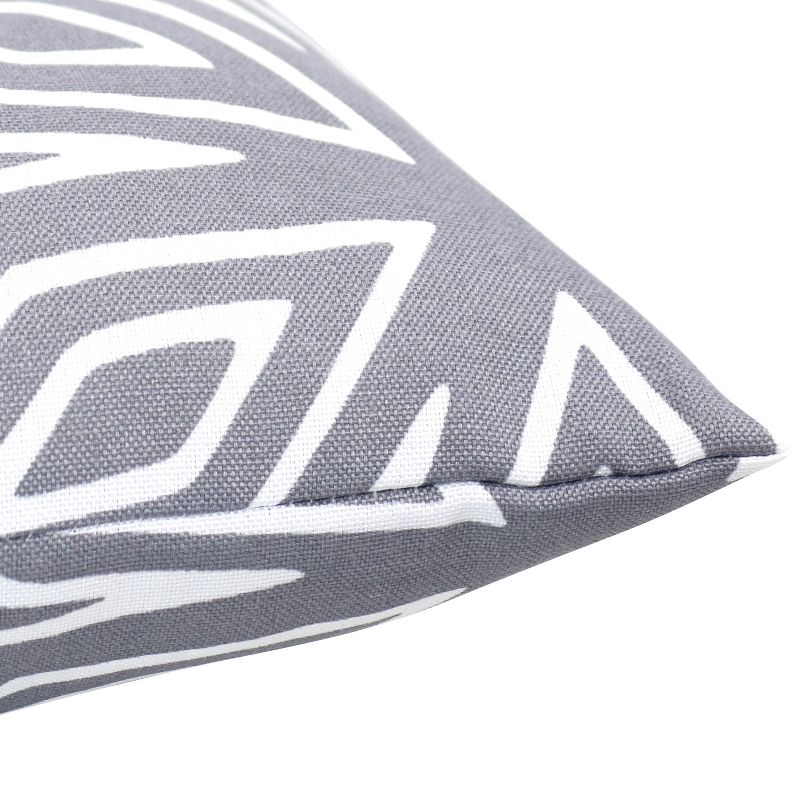 Sunnydaze Indoor/Outdoor Weather-Resistant Polyester Square Tufted Pillow with Zipper Closures - 19" - Gray Geometric - 2pk