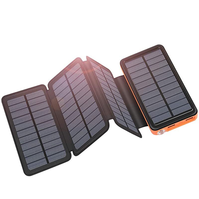 Solar Charger 25000mAh  Portable Solar Power Bank with TypeC Input for Smart Phones iPad Laptop and Outdoor Waterproof