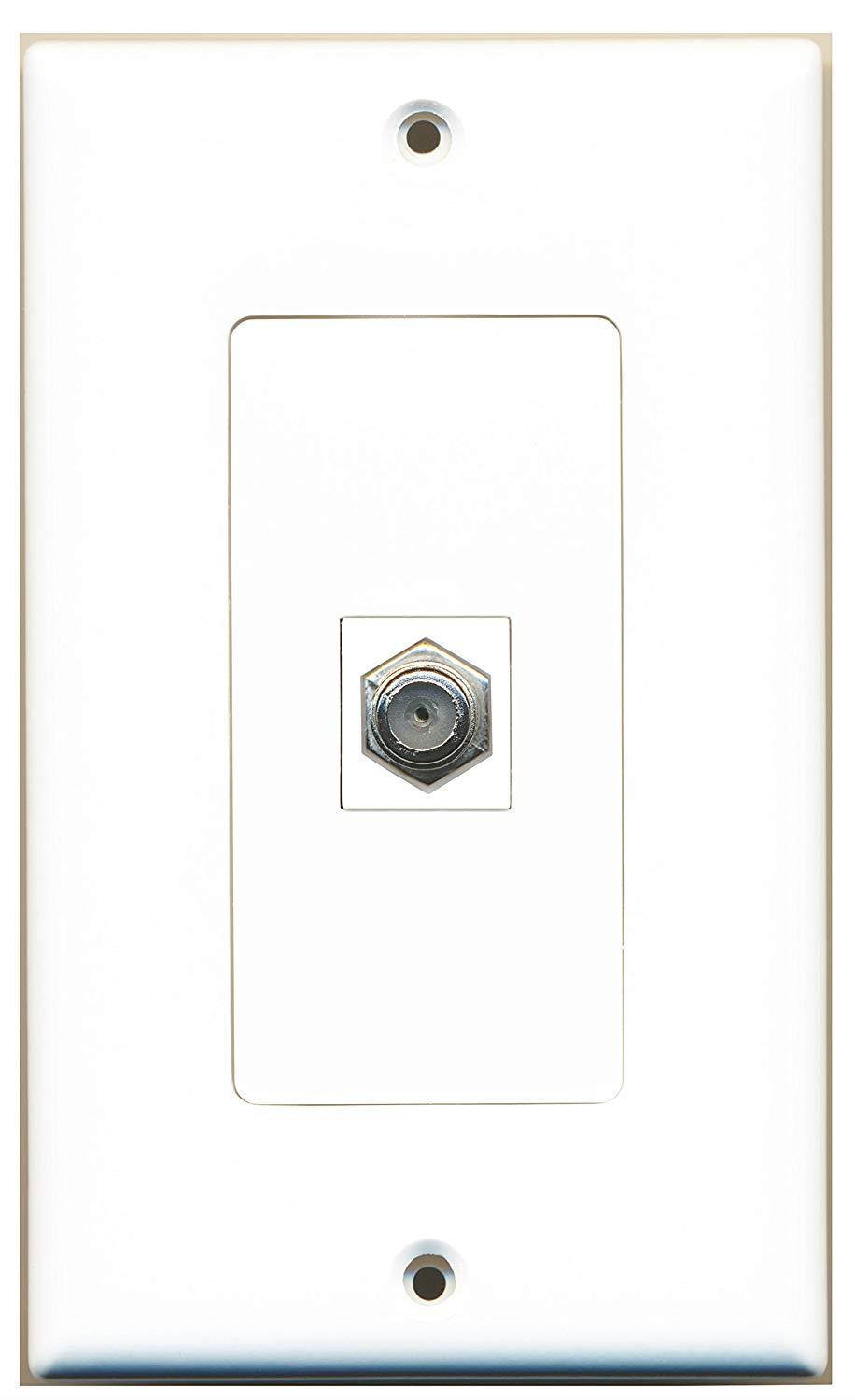 RiteAV - 1 Coax Cable TV Port Wall Plate White Decorative