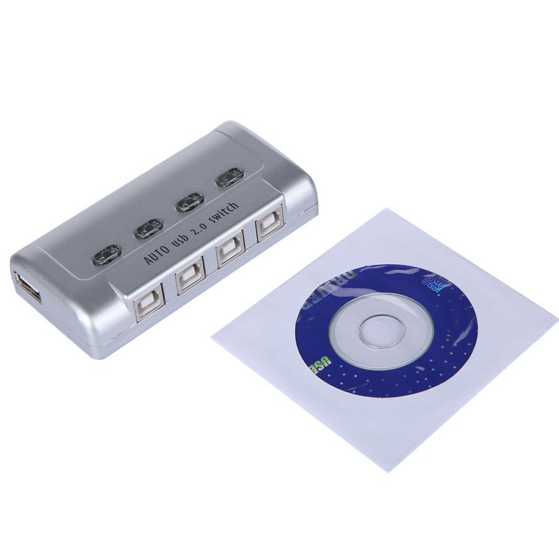 Plugadget 4 Port USB 2.0 Auto Selector Switch Printer Flash Driver Mouse Sharing Switcher Hotkey Software Control 4 in 1 out MT-SW-241-CH