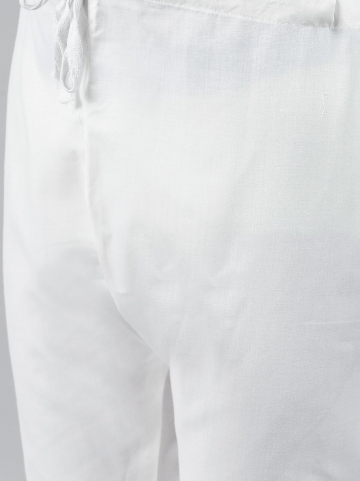 Vastramay White Cotton Straight Fit Embroidery Ethnic Suits