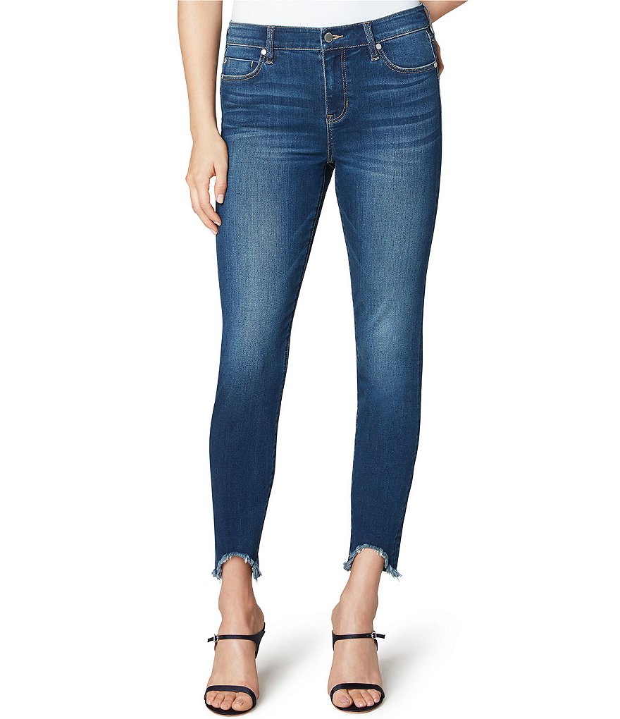 Liverpool Los Angeles Company Piper Hugger Frayed Hem Skinny Leg Stretch Ankle Jeans