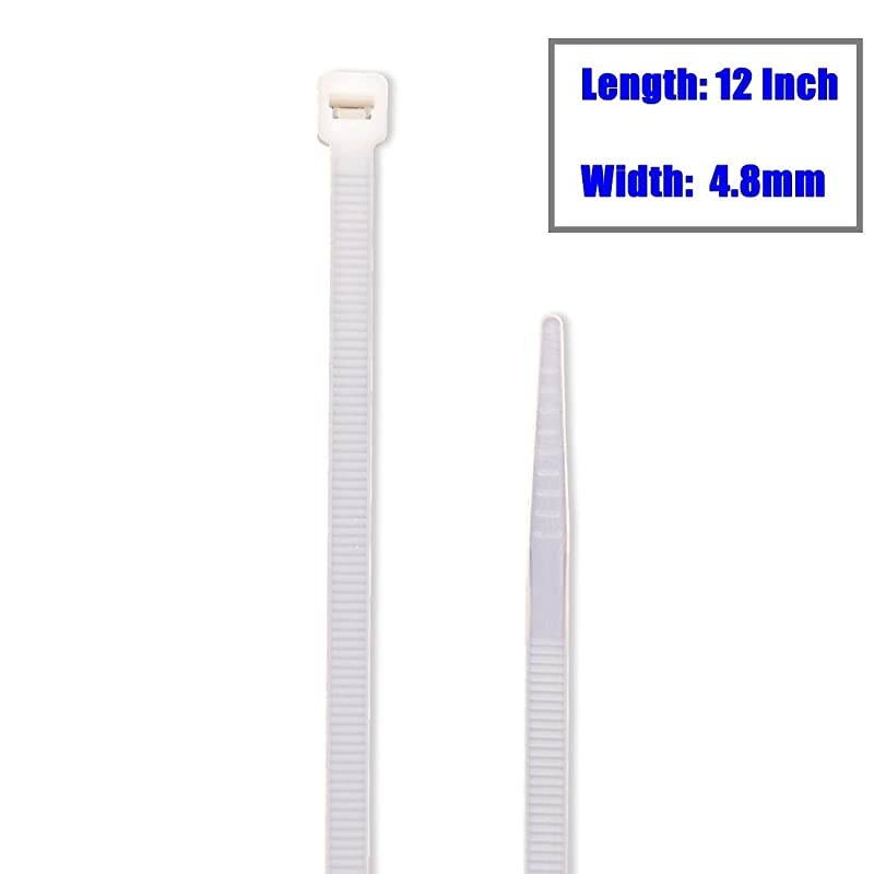 Extra Heavy Duty 12 inch Standard White Cable Ties Industrial Strength Durable Outdoor Use Zip Ties