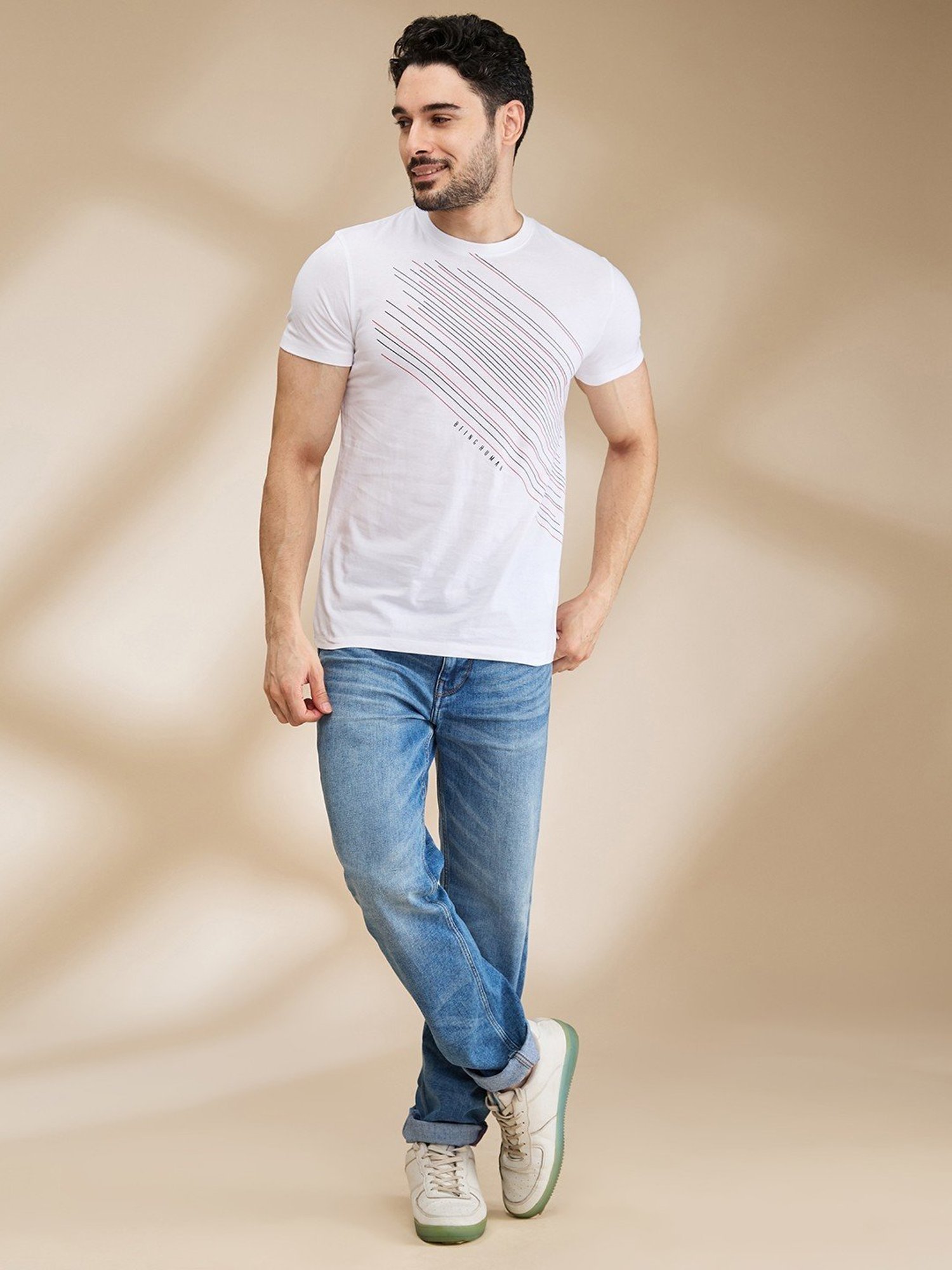 Being Human White Regular Fit Printed T-Shirt