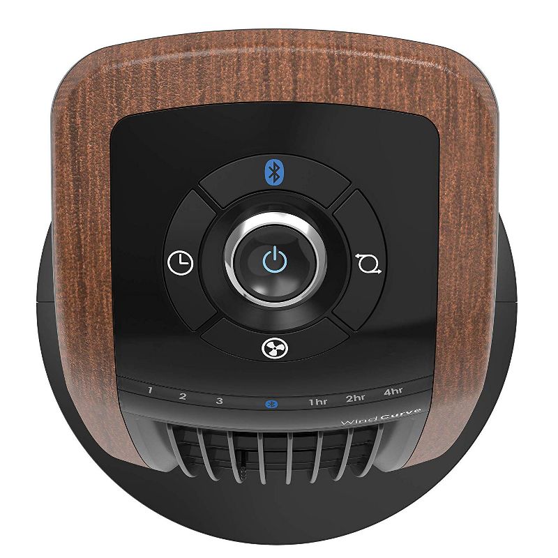 Lasko T42905 42 Inch 3-Speed Wind Curve Woodgrain Electric Slim Tall Standing Oscillating Tower Fan with Bluetooth Control and 7-Hour Timer