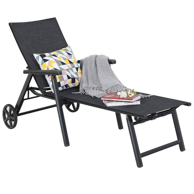 Ostrich Chaise Lounge Folding Sunbathing Poolside & Beach Chair, Pink & Blue