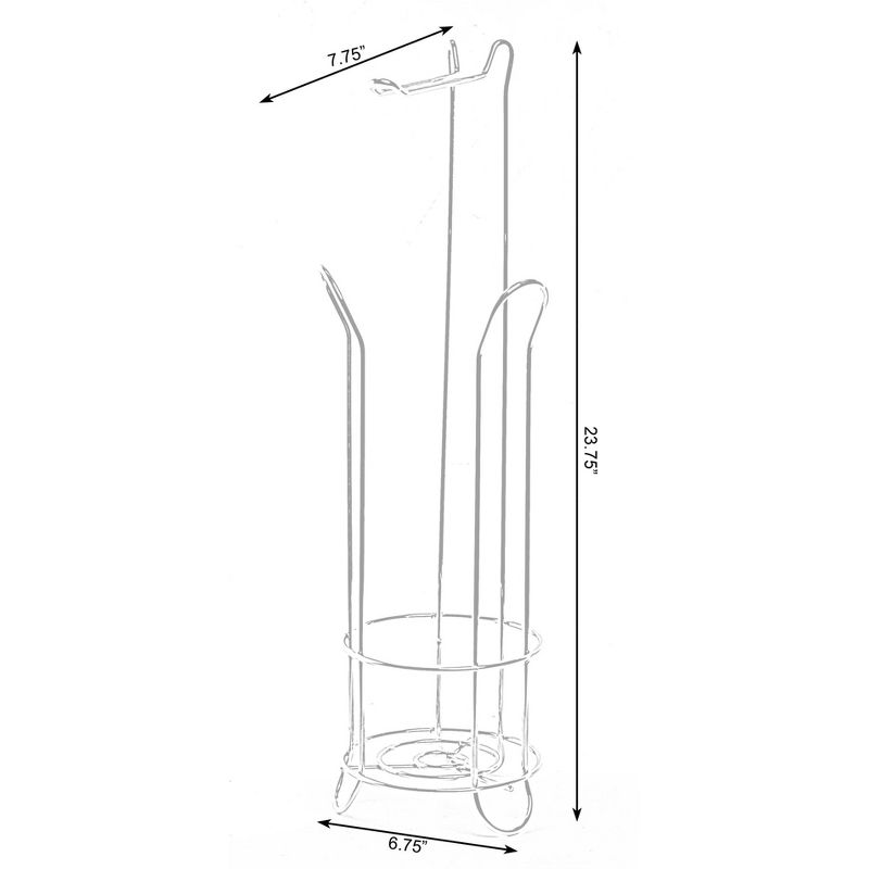 Basicwise Wire Metal Free Standing Toilet Roll Storage Holder with Rod