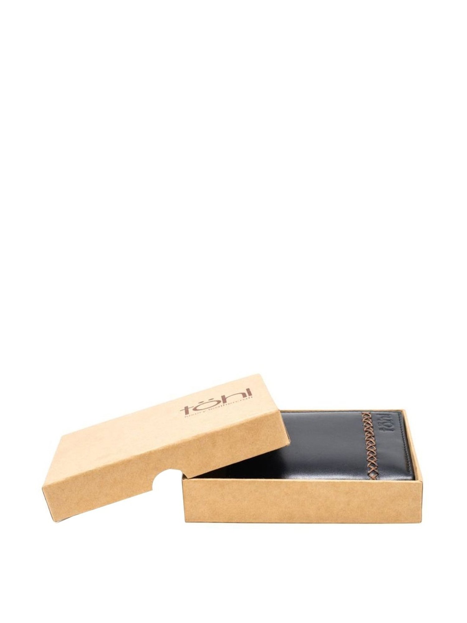 Tohl Black Casual Leather Tri-Fold Wallet for Men
