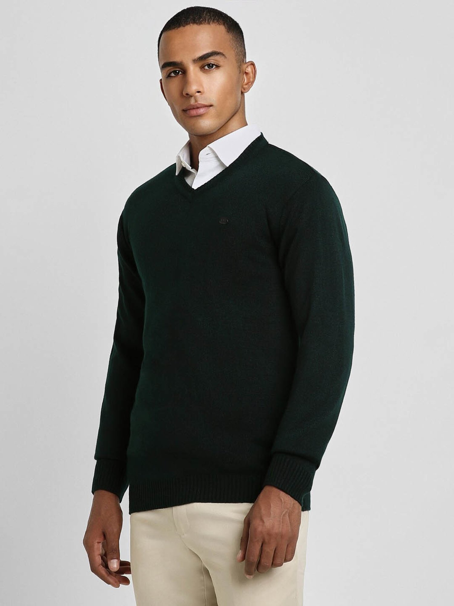 Peter England Casuals Green Regular Fit Sweater