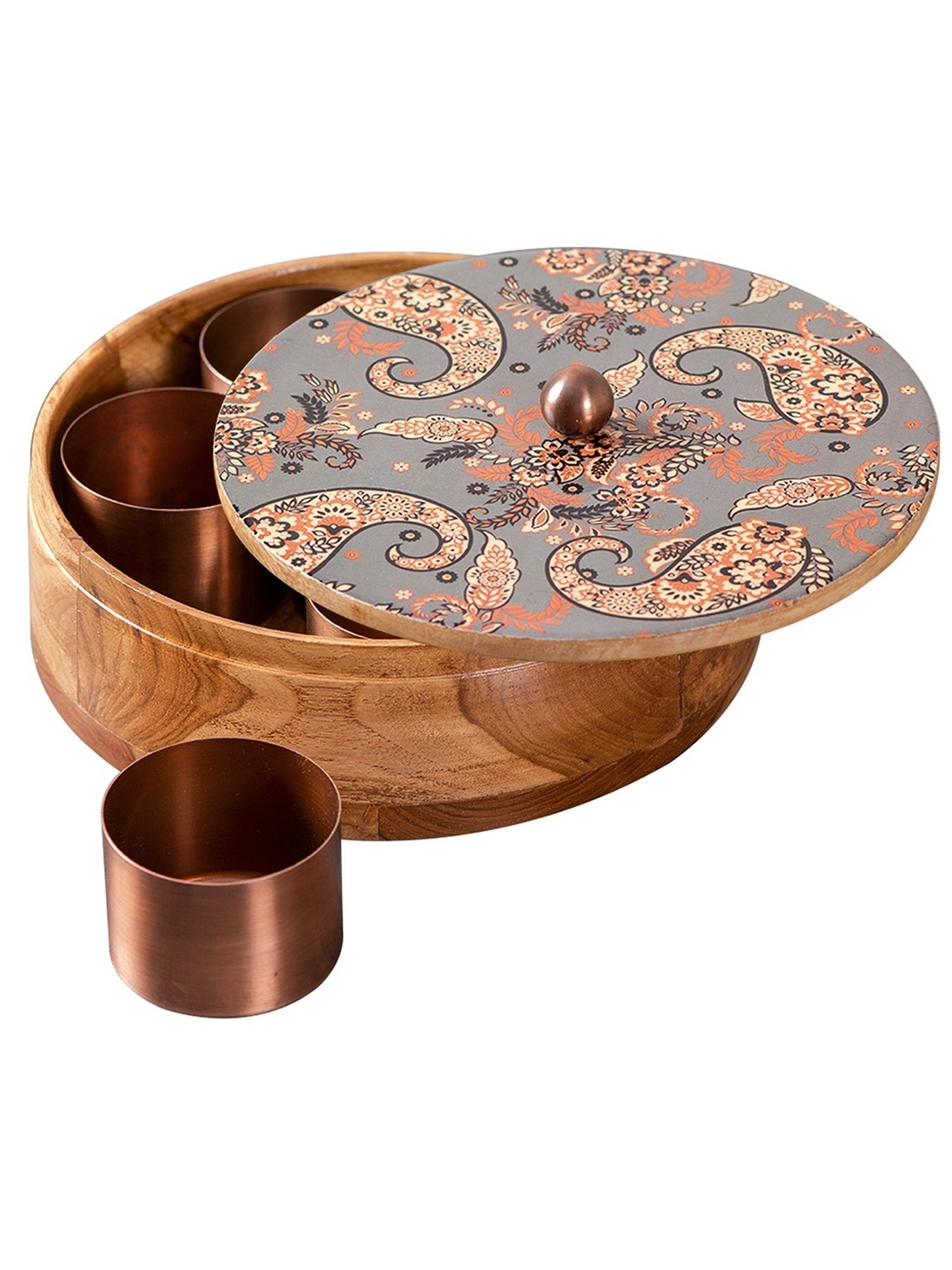 Nestroots Printed Grey Wood Serving Set of 2