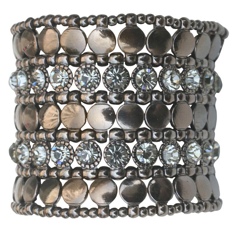 Zirconite Multi-Strand Bracelet with Bezel Crystals - Black