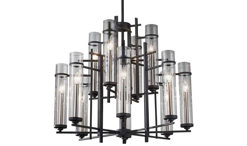 Feiss Ethan 30" Wide Antique Forged Iron 2-Tier 12-Light Chandelier