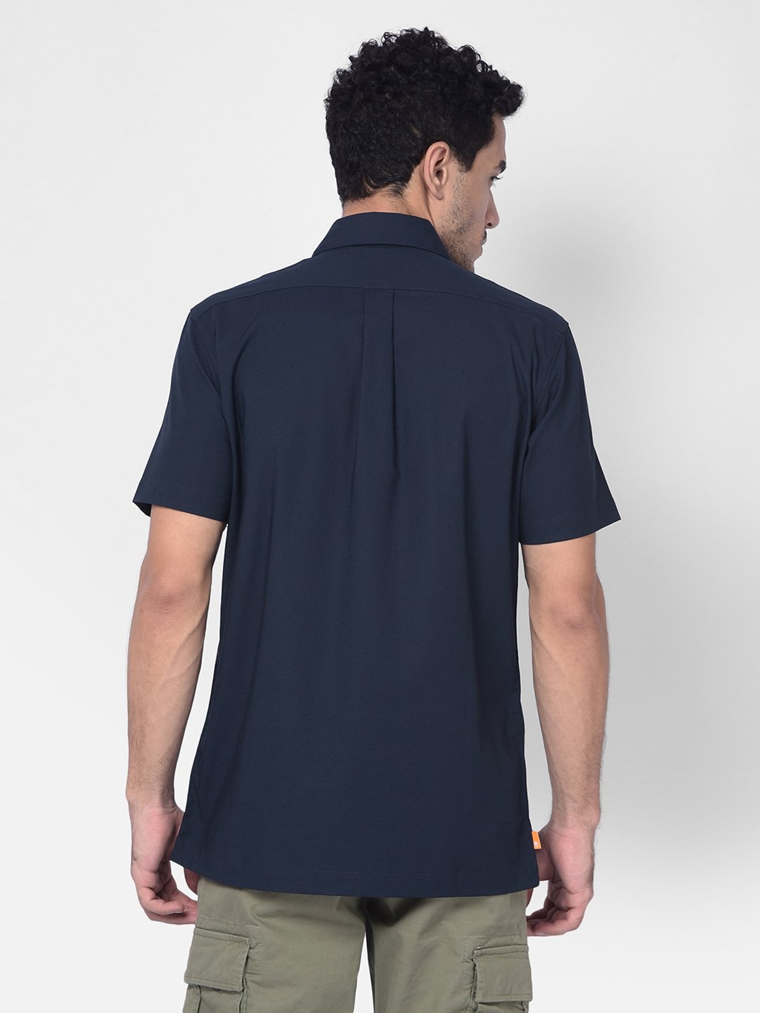 Timberland Navy Regular Fit Logo Print Shirt