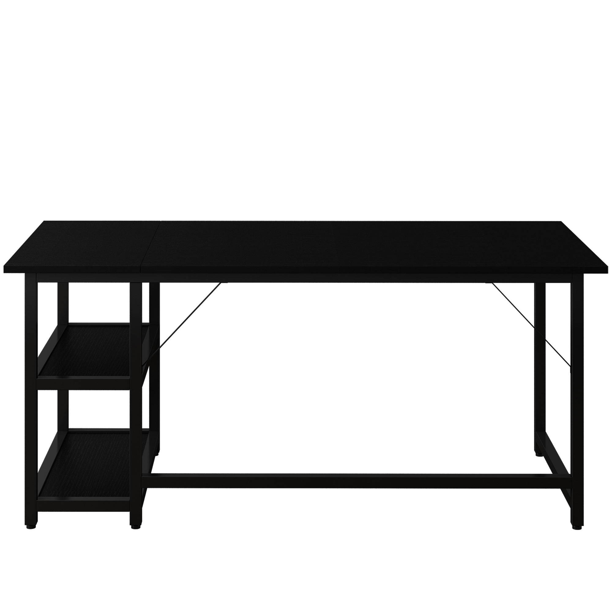 Shamdon Home Collection Home Office Computer Desk, Modern Minimalist Style Study Writing Desk with Wooden Storage Shelf,2-Tier Industrial Laptop Table with Splice Board