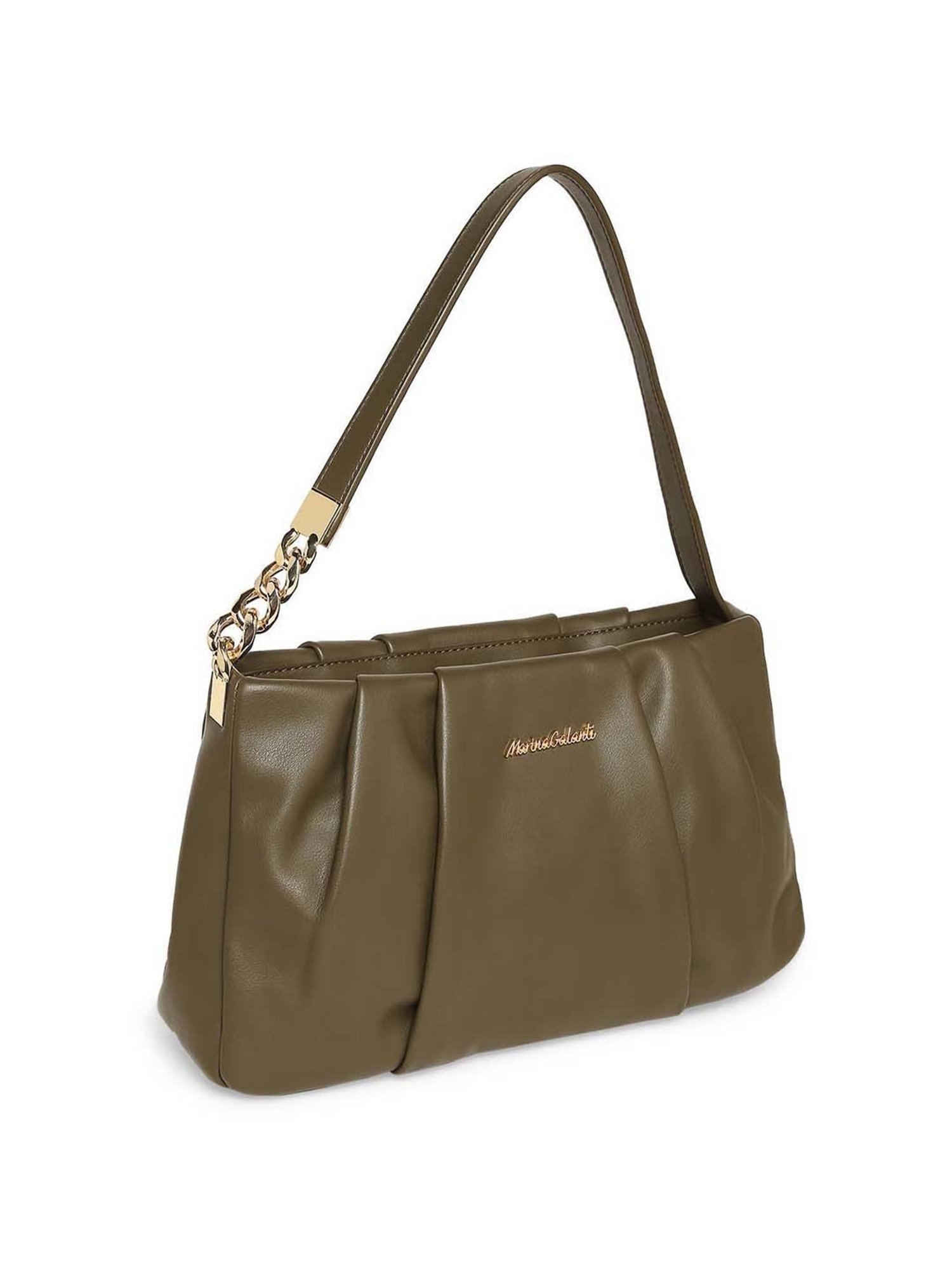 Marina Galanti Olive Textured Medium Baguette Bag