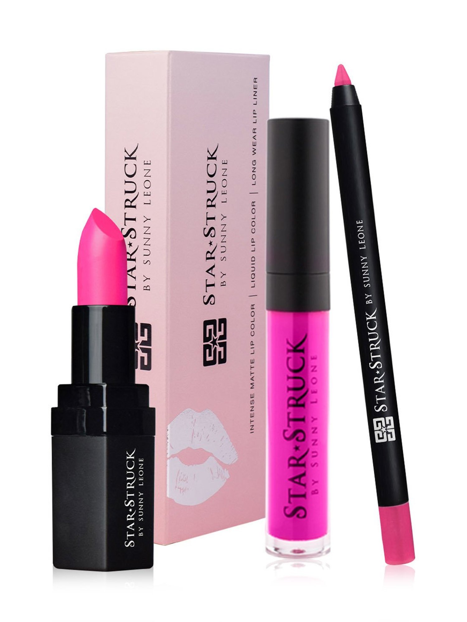StarStruck By Sunny Leone Foxy Fuchsia 3 Pcs Lip Kit - 9.95 gm