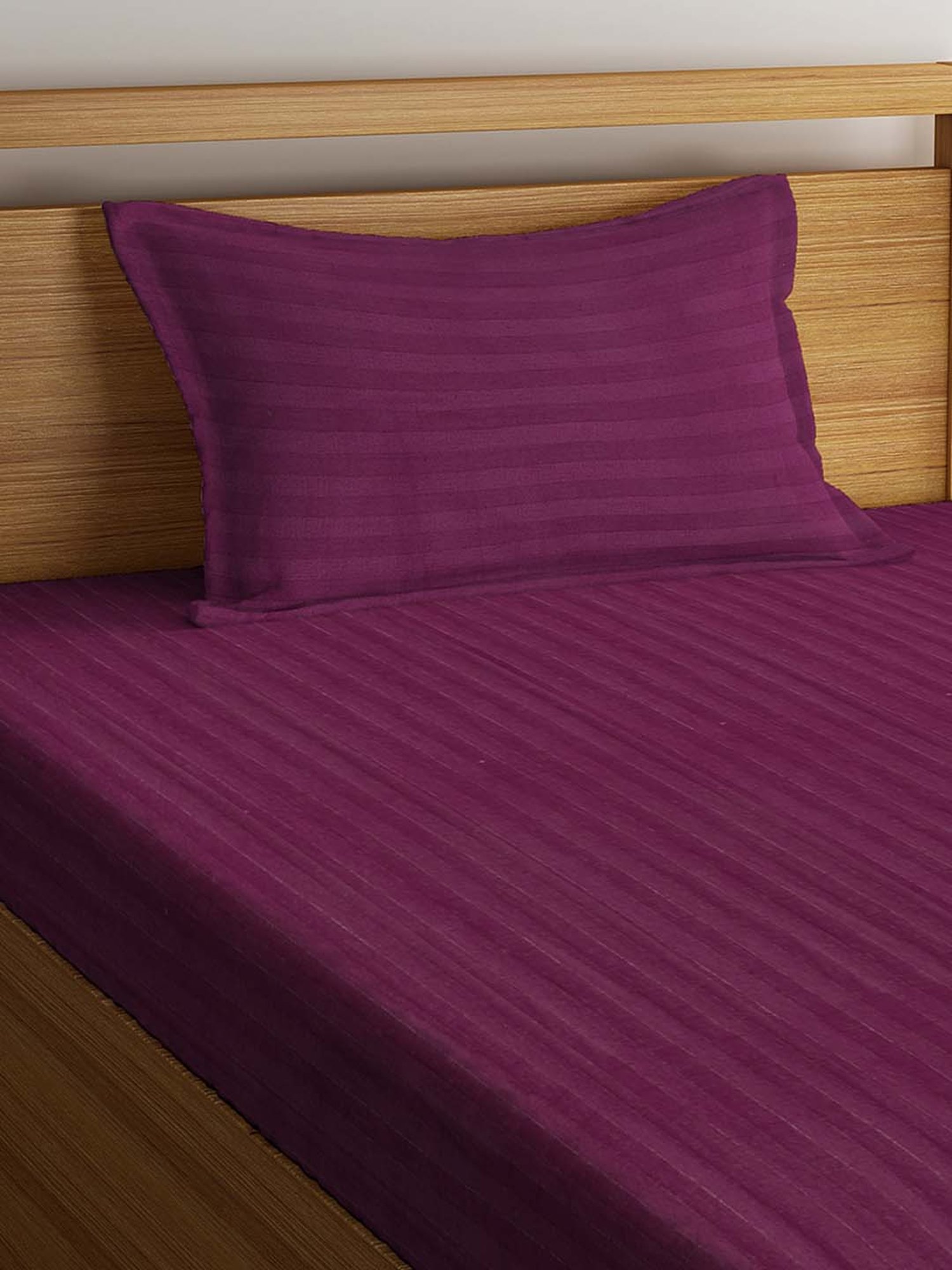 HOSTA HOMES Purple Cotton 180 TC Bed Sheet Set
