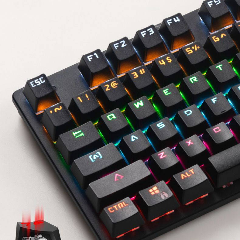 HSCCGI Mechanical Keyboard 87 Keys Small Compact Multicolour LED Backlit Wired USB Gaming Keyboard with Blue Switches, Metal Construction, Water Resistant for Windows PC Laptop game,BLACK