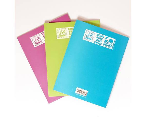 RHINO Notes, 9x7, 100 Page Notebook, 8mm Ruled & Margin - Assorted Colours (Pack of 6)