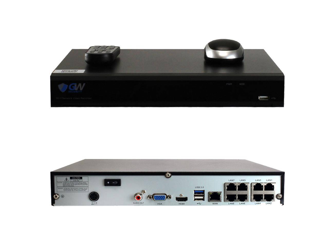 GW 8 Channel 4K NVR H.265 HEVC 5 Megapixel PoE IP Camera System, 6 x 1920P HD IP66 Rated Weather Proof, 3.6mm Wide Angle Camera, Night Vision Compact Size, Free App Access