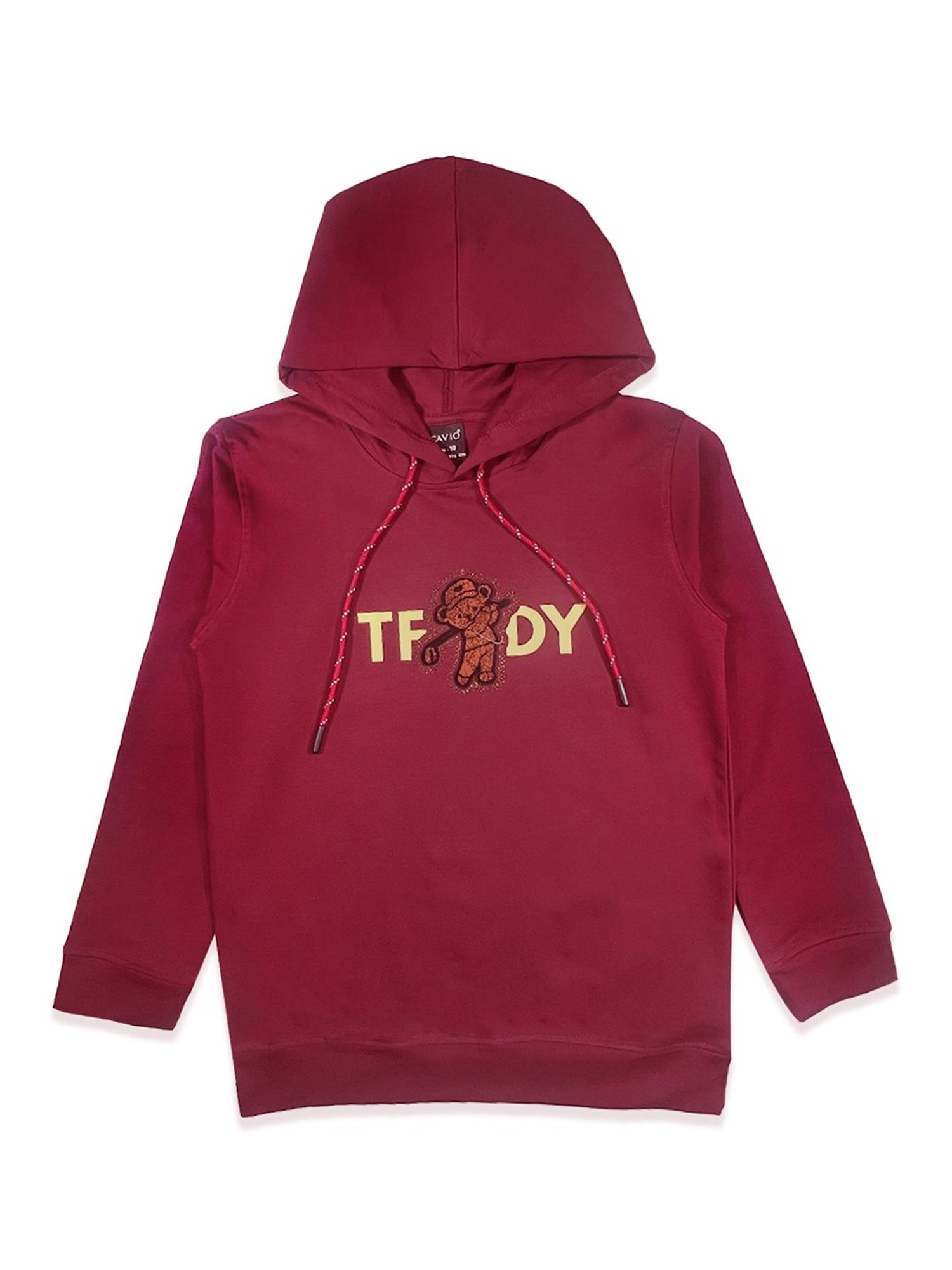 Cavio Kids Maroon Printed Full Sleeves Sweatshirt