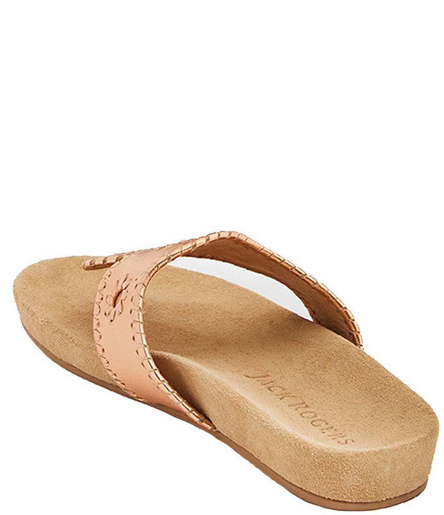 Jack Rogers Jacks Comfort Leather Whipstitch Detail Thong Sandals
