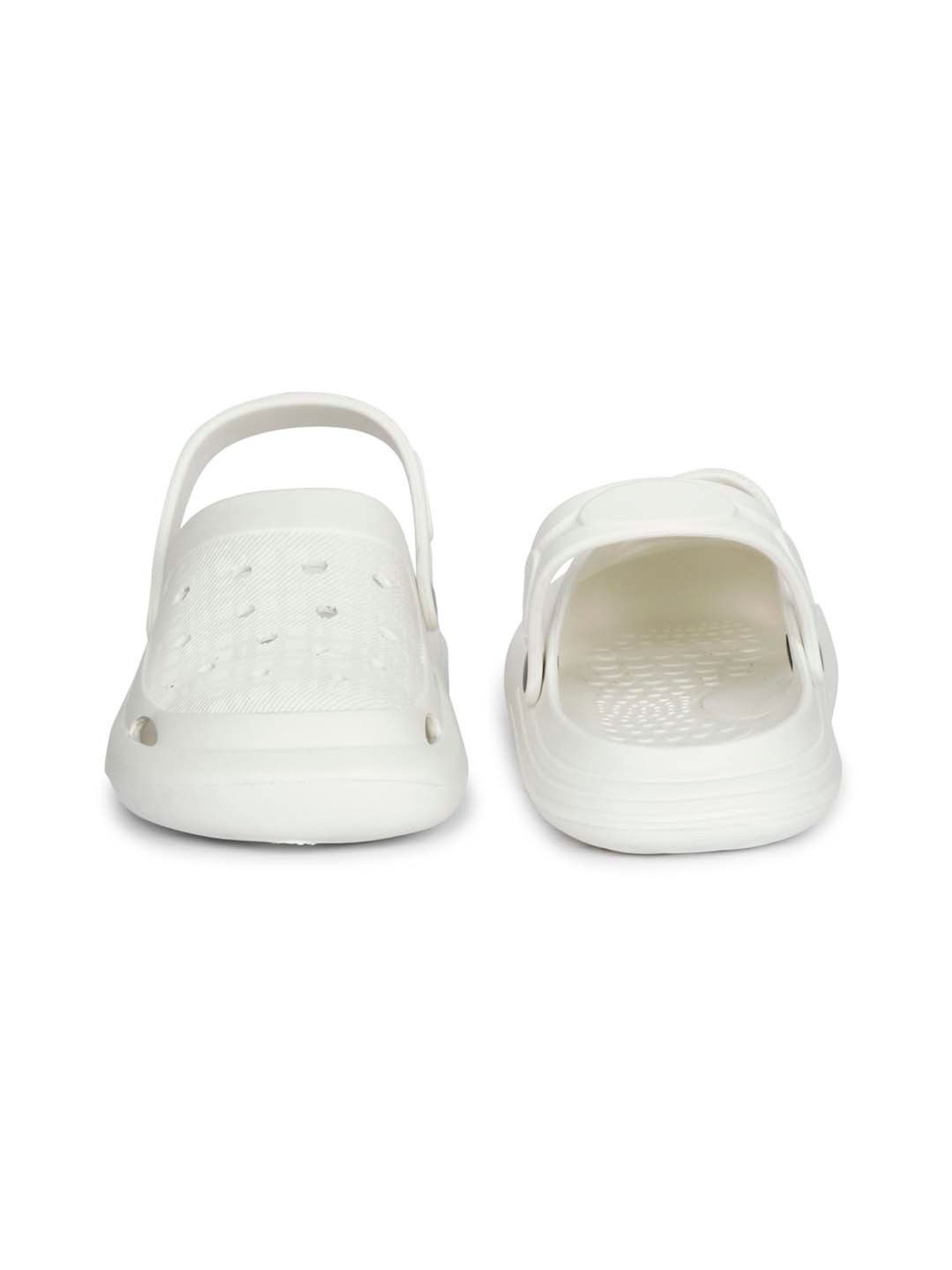 Mozafia Men's White Back Strap Clogs