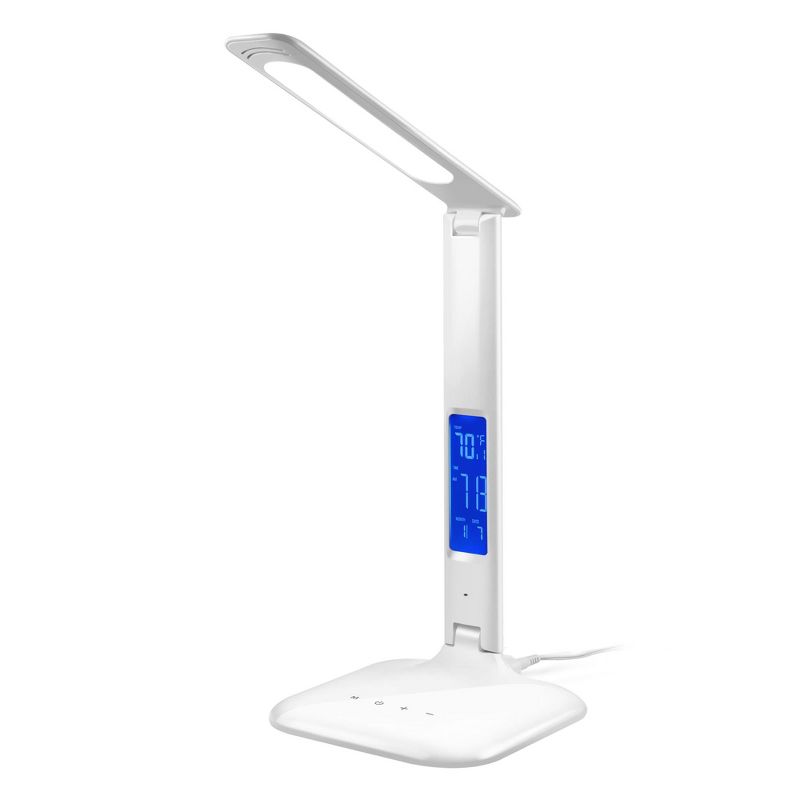 INNOKA LED Desk Lamp with USB Charging Port 5V, 3 Color Mode, 5 Brightness Level, LCD Display Temperature Clock & Calendar for Home Office