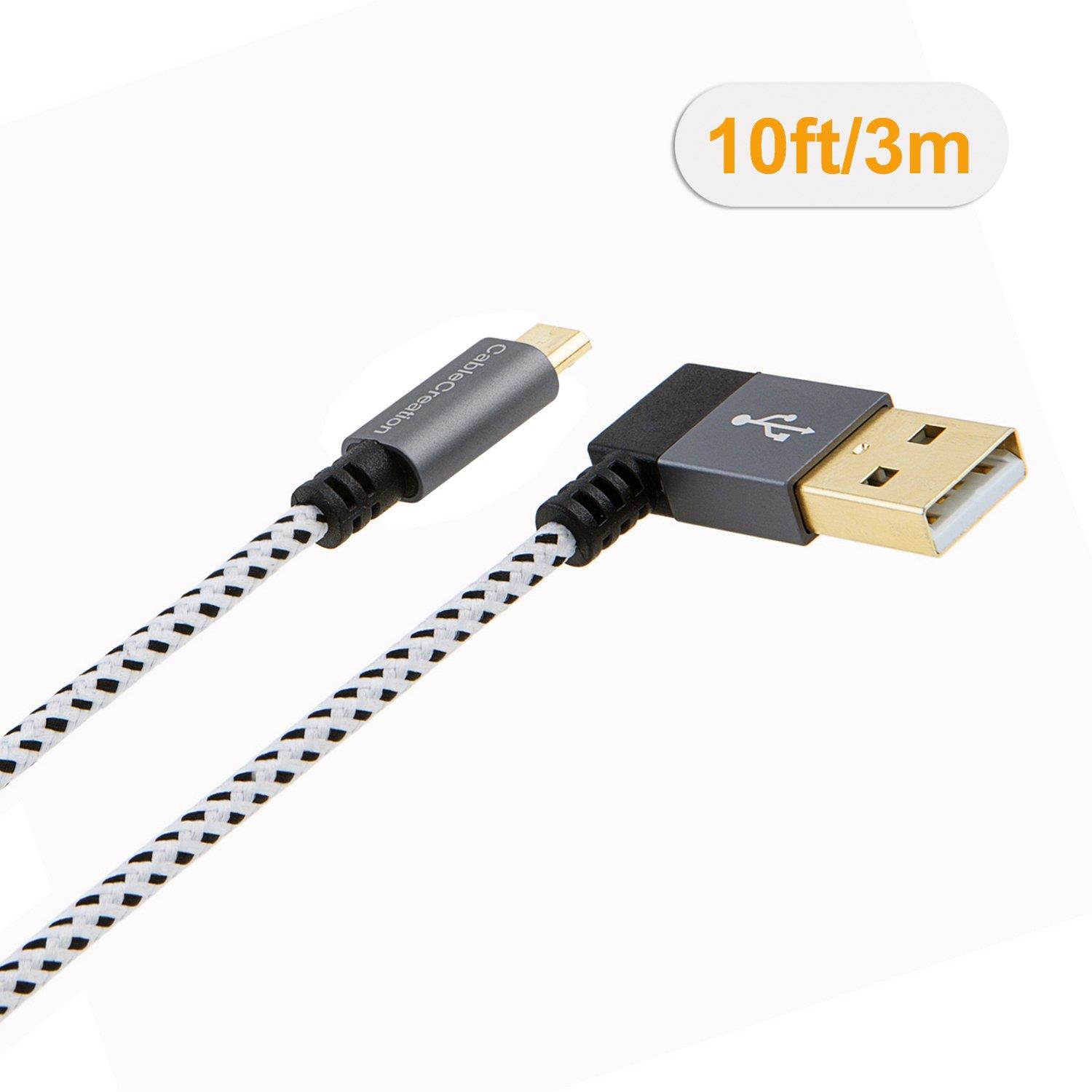 CableCreation [2-Pack] 10 Feet L Shape USB 2.0 Charging Data Cable, Right Angle USB A to Micro USB Cable, Compatible Android Smart Phones, Galaxy S7 Edge, Moto G5, PS4, 2M, Space Gray