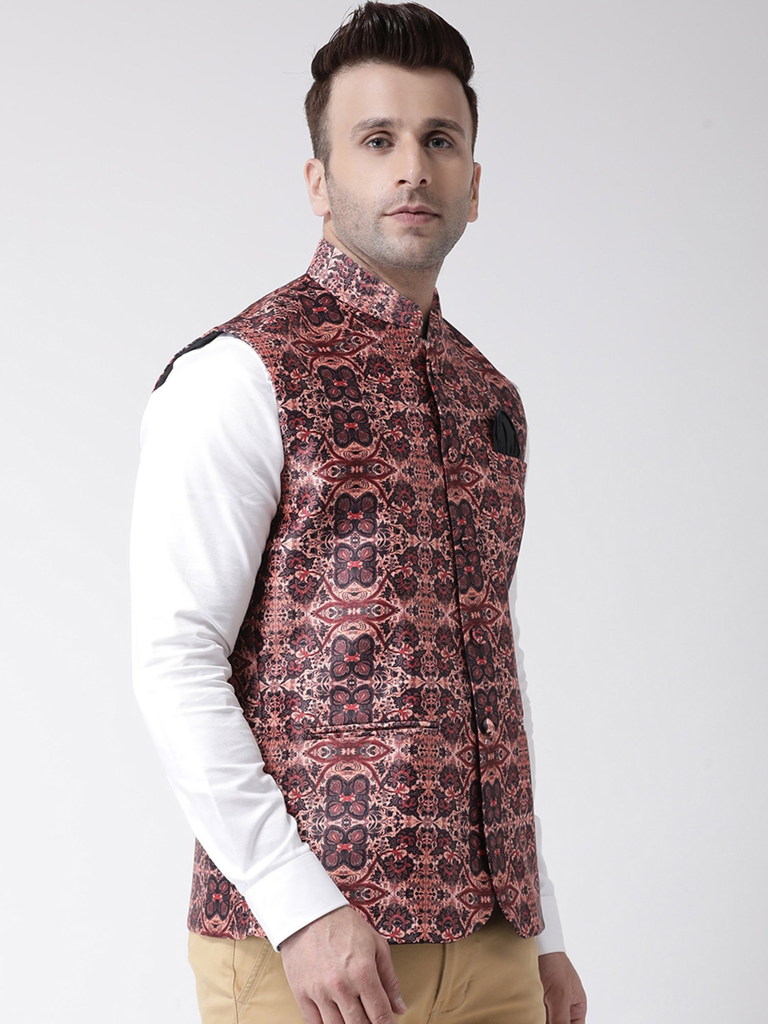 Hangup Plus Multicolor Regular Fit Printed Nehru Jacket