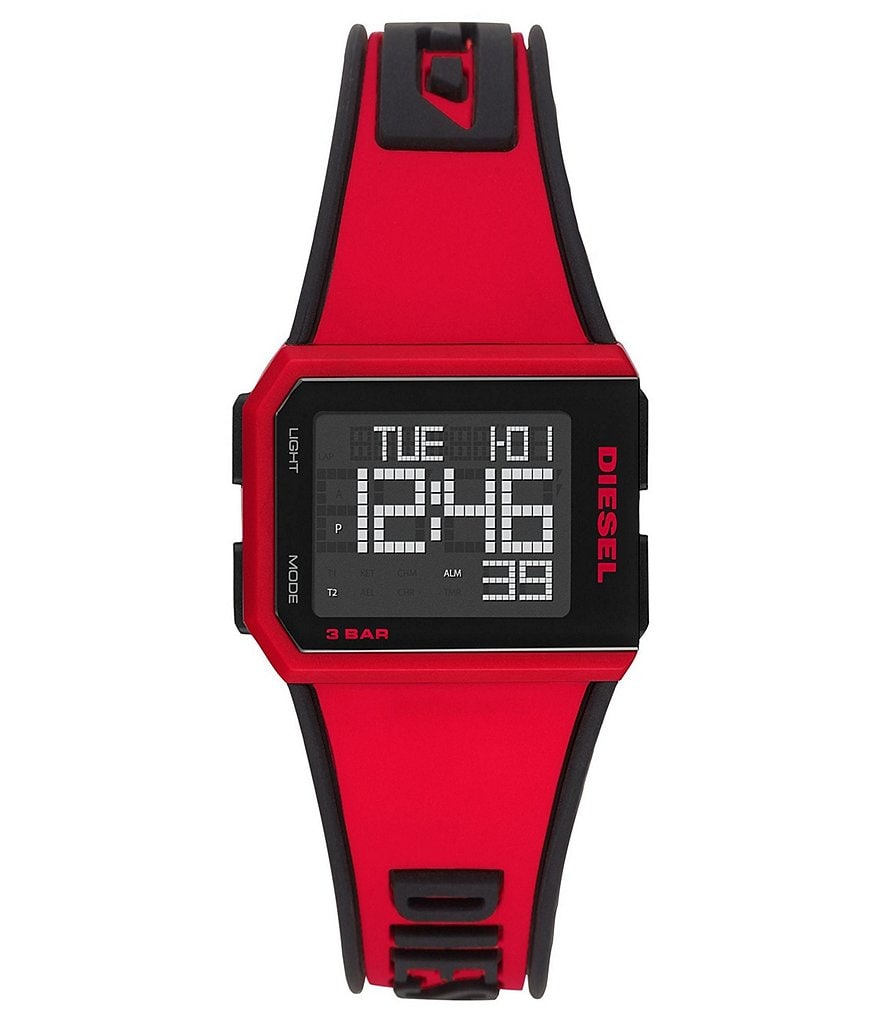Diesel Chopped Digital Red Silicone Watch