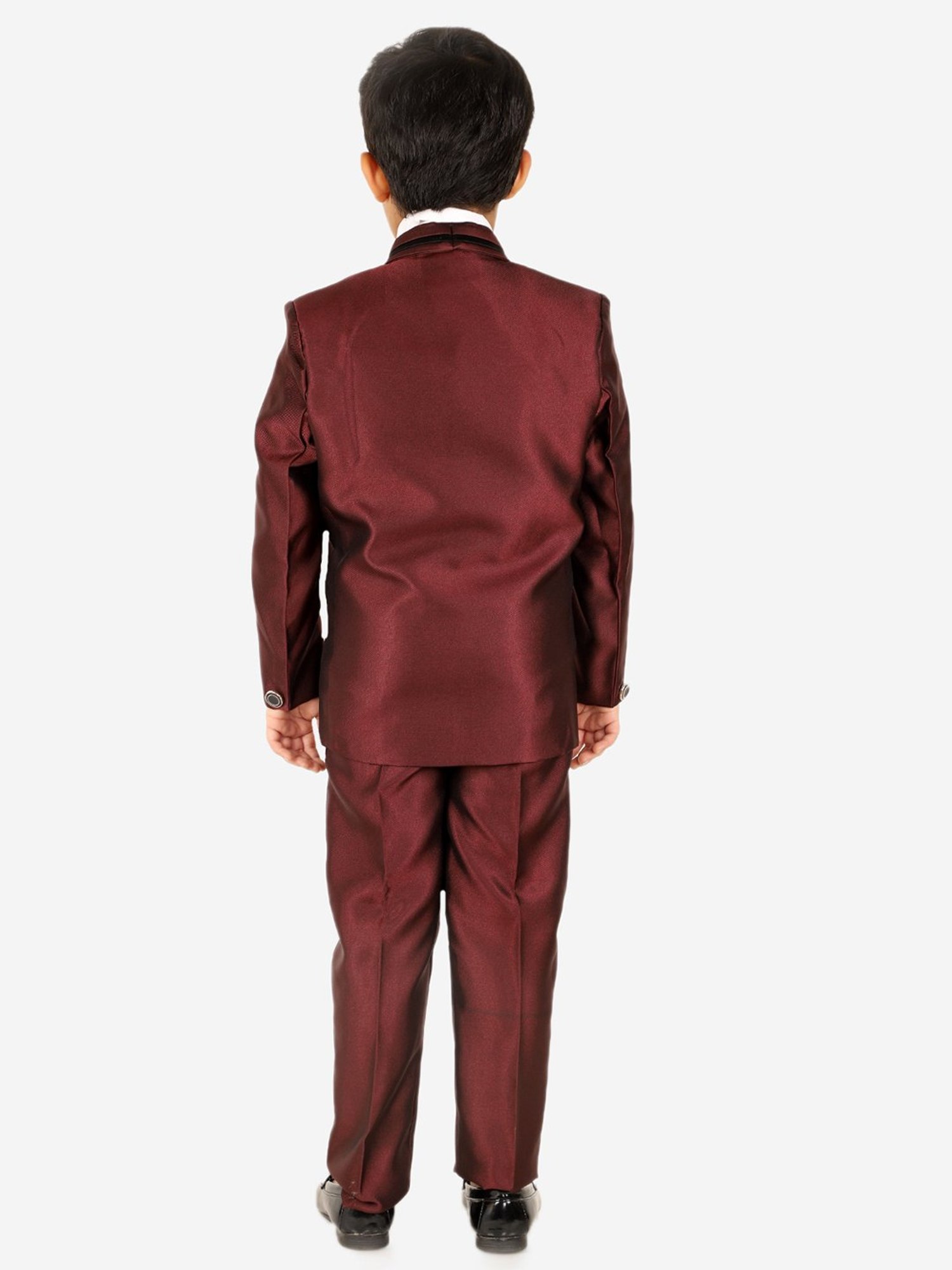 Fourfolds Boys Blue & White Solid Full Sleeves Suit Set