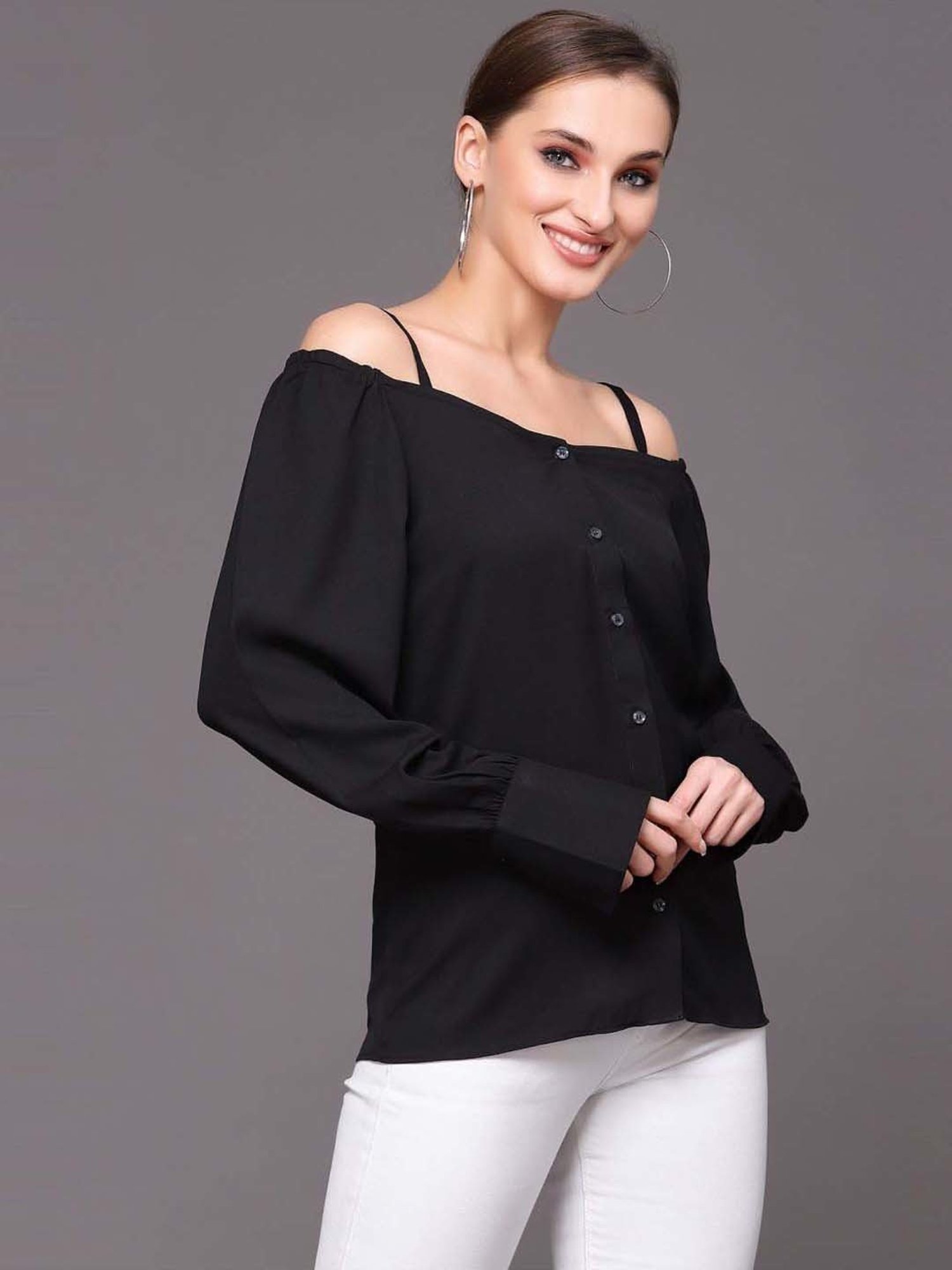 SELVIA Black Regular Fit Top