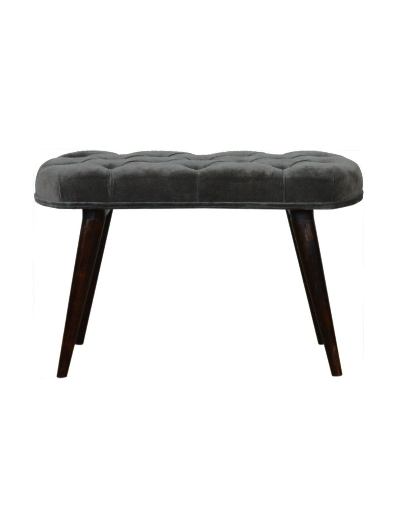 Artisan Furniture Black & Grey Cotton Velvet Deep Button Bench