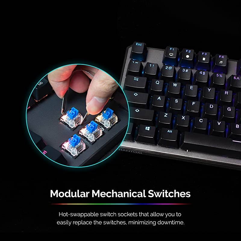 Phantom 87 Key Mechanical Keyboard RGB led Outemu RED Switch