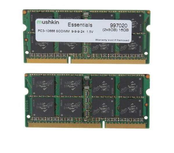 Mushkin Enhanced 16GB (2 x 8G) Essentials DDR3 PC3-10666 1333MHz 204-Pin Laptop Memory Model 997020