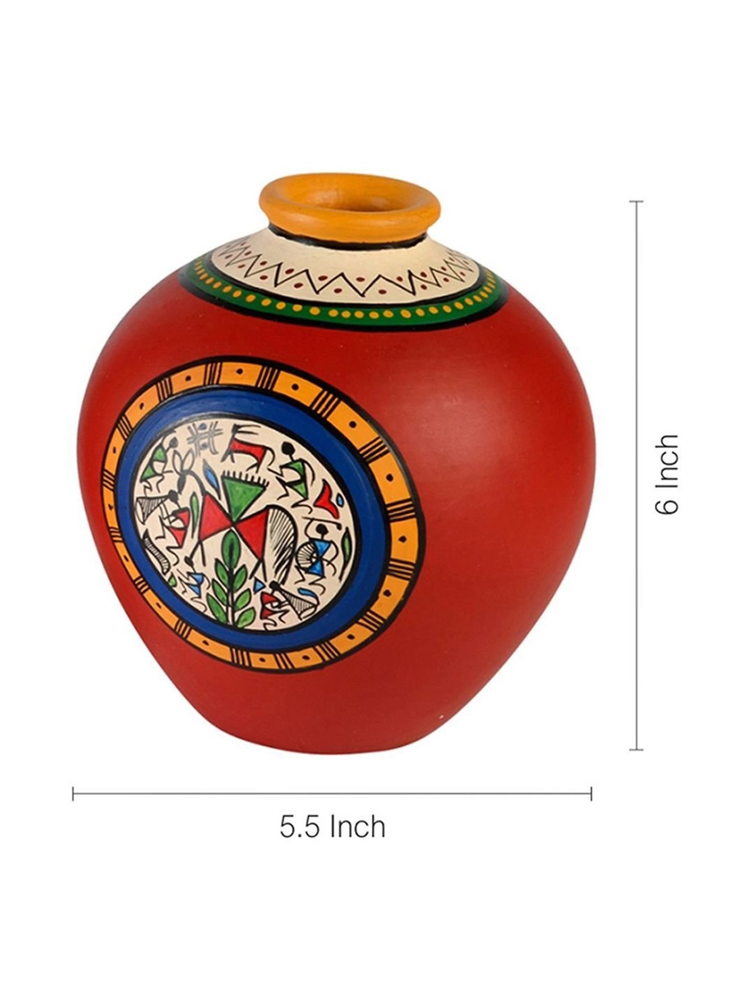 ExclusiveLane Combo Of Terracotta Handpainted Vases