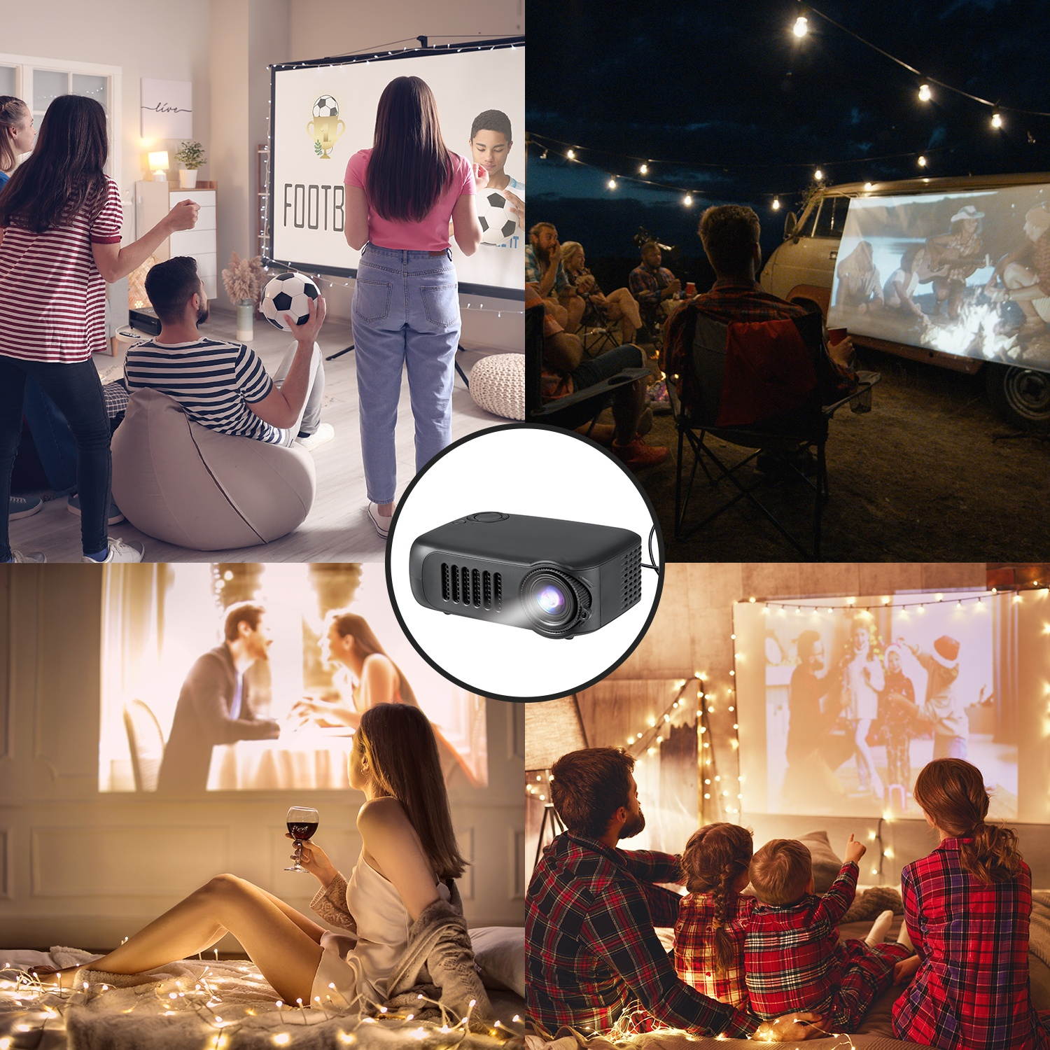 Dartwood Portable Mini Projector with HDMI, USB, and TF Memory Ports - Enhance Your Movie, TV and Gaming Experience in the Office or Bedroom (White)