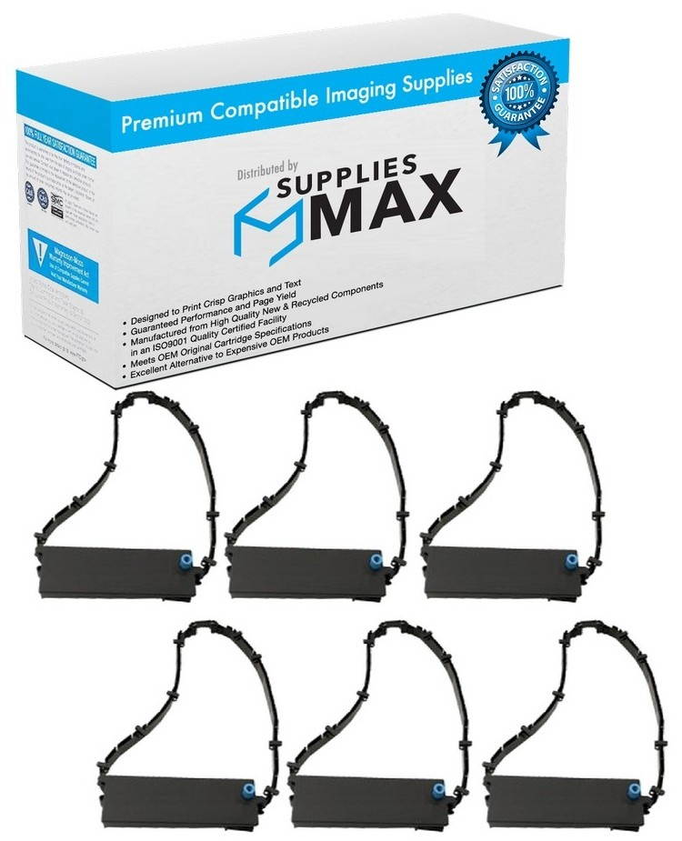 SuppliesMAX Compatible Replacement for Nukote BR106N Black/Red Printer Ribbons (6/PK) - Equivalent to Sharp S800BRC