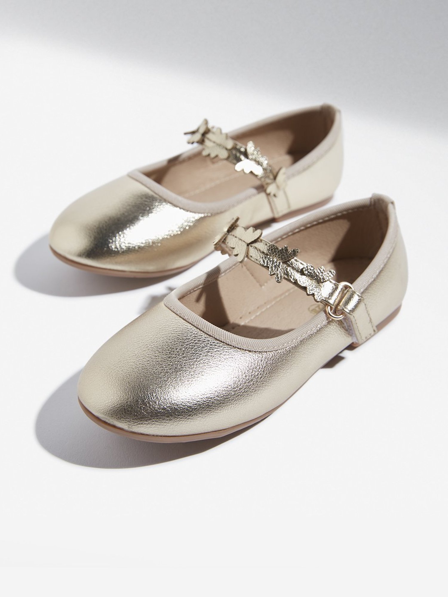 Yellow by Westside Dull Gold Butterfly Applique Mary Jane Shoes