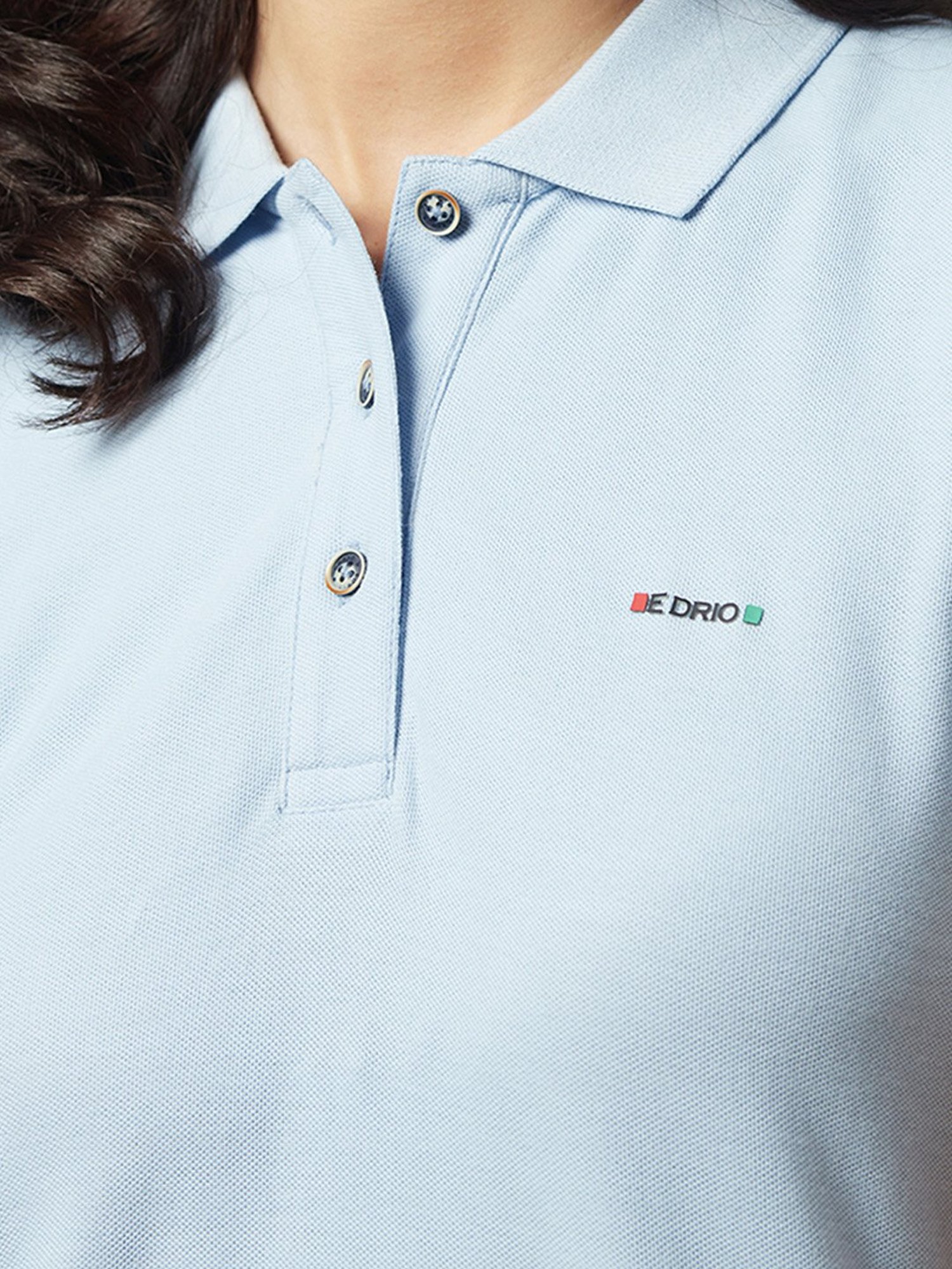 EDRIO Sky Blue Regular Fit Polo T-Shirt